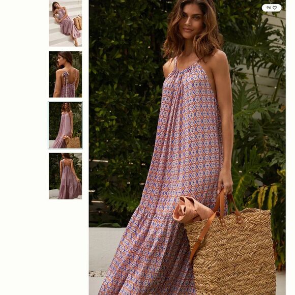 Anthropologie JETS Azura Geo Silk Blend High-Neck Dress - Picture 2 of 4